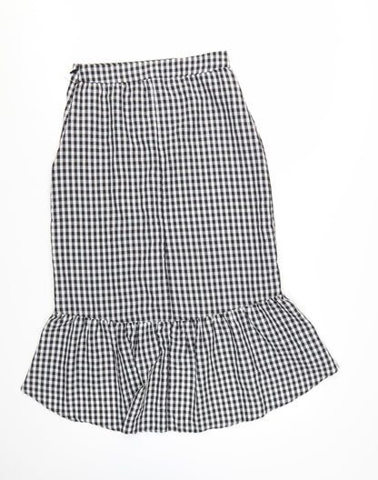 New Look Women’s Black Gingham Wrap Midi Skirt Size 10 Cotton