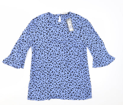 Marks and Spencer Women’s Blue Animal Print Viscose Tunic Blouse Size 8