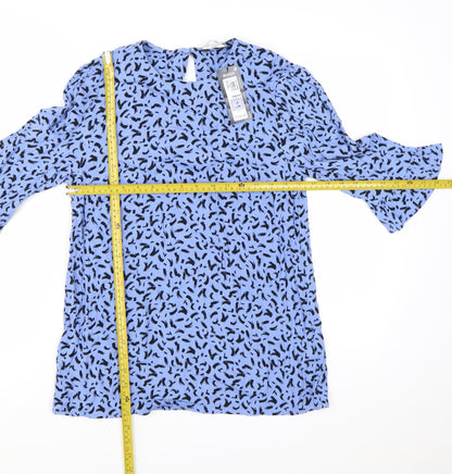 Marks and Spencer Women’s Blue Animal Print Viscose Tunic Blouse Size 8