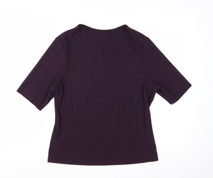 Marks and Spencer Women's Purple Short Sleeve Stretch Jersey Top Size 16