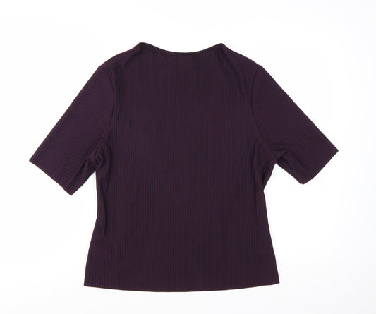 Marks and Spencer Women's Purple Short Sleeve Stretch Jersey Top Size 16