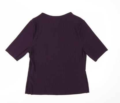 Marks and Spencer Women's Purple Short Sleeve Stretch Jersey Top Size 16