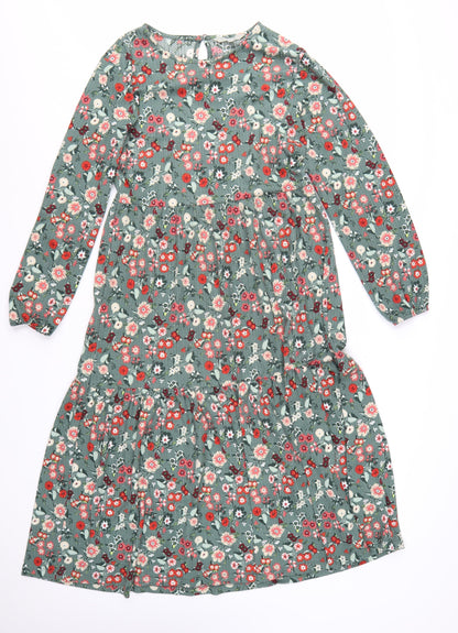Next Women’s Green Floral A-Line Long Sleeve Dress Size 8