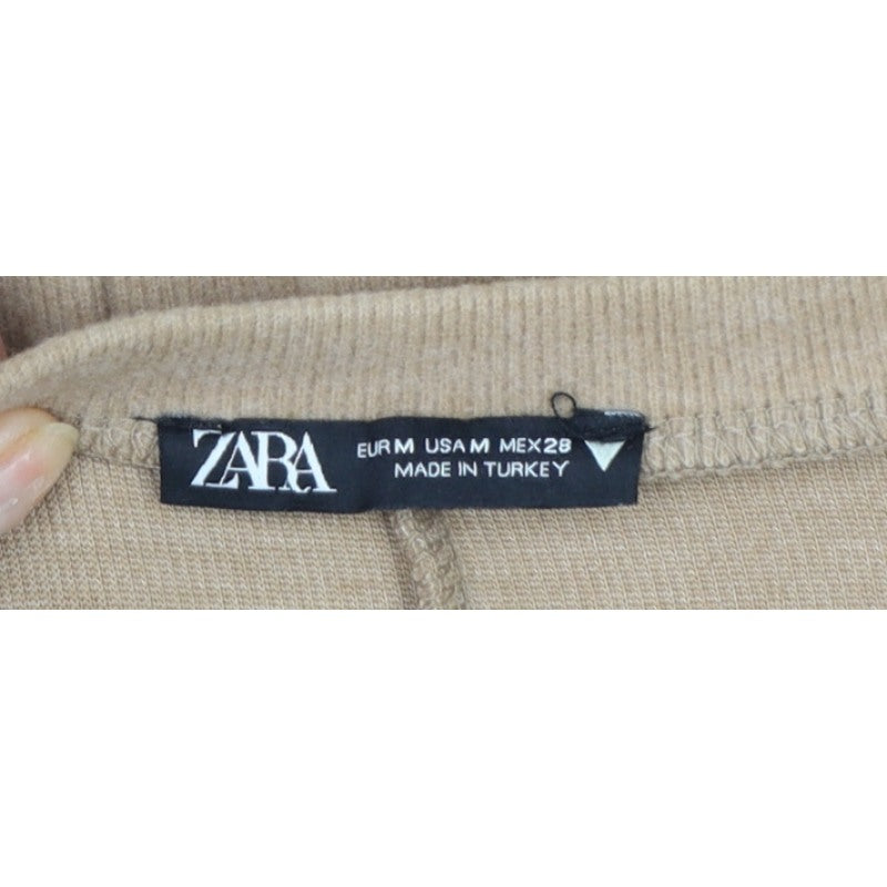ZARA Women Beige Crew Neck Knit Jumper M Lightweight Pullover