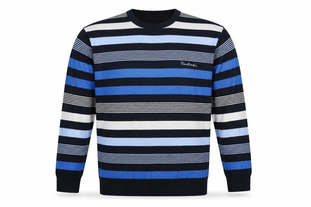 Pierre Cardin Men's Multicoloured Striped Crew Neck Jumper L