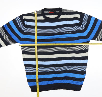 Pierre Cardin Men's Multicoloured Striped Crew Neck Jumper L