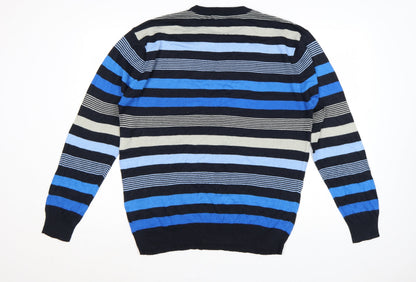 Pierre Cardin Men's Multicoloured Striped Crew Neck Jumper L