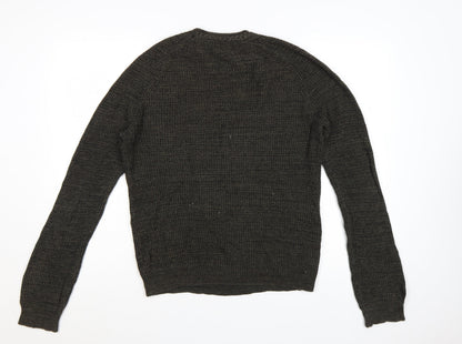 Red Herring Men's Brown Chunky-Knit Crew Neck Jumper Size M