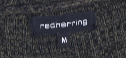 Red Herring Men's Brown Chunky-Knit Crew Neck Jumper Size M