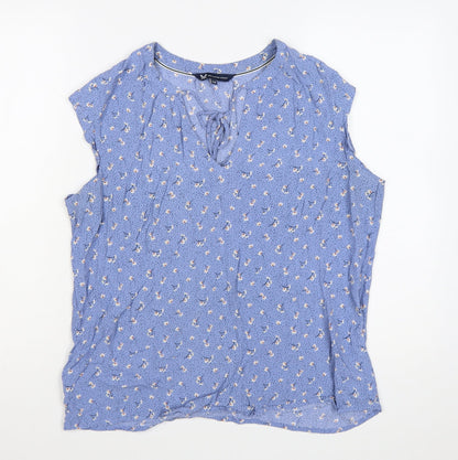 Crew Clothing Company Women’s Blue Floral Sleeveless Tunic Blouse Size 14