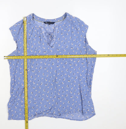 Crew Clothing Company Women’s Blue Floral Sleeveless Tunic Blouse Size 14