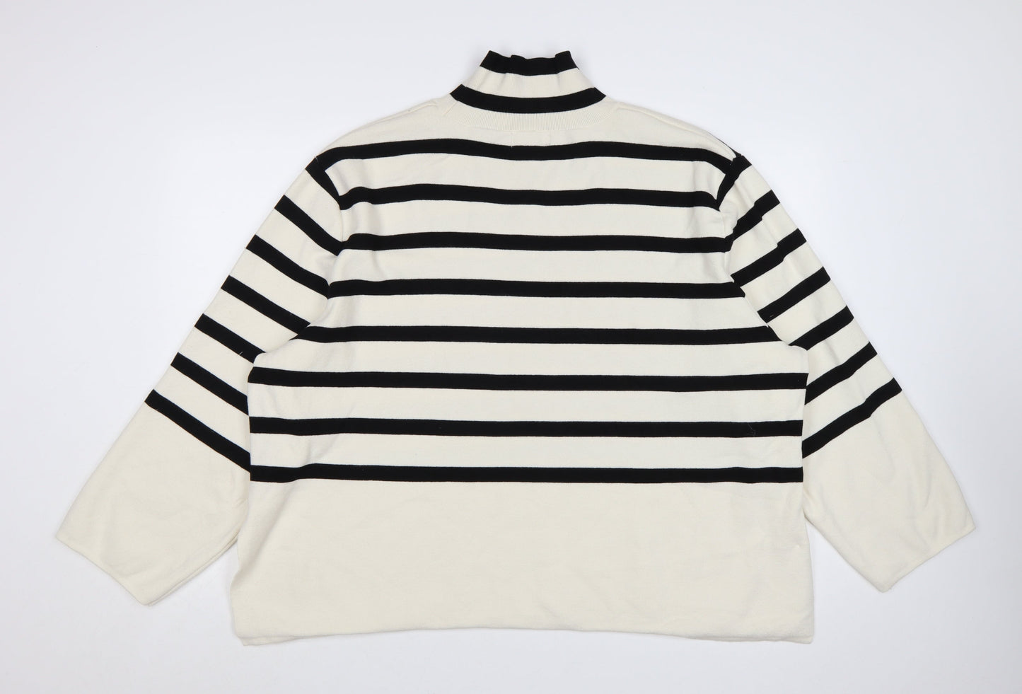 H&M Women Black & White Striped Roll Neck Relaxed Fit Jumper Size 18