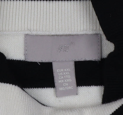 H&M Women Black & White Striped Roll Neck Relaxed Fit Jumper Size 18