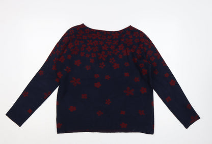 Cynthia Rowley Women's Blue Floral Knit Jumper Size M