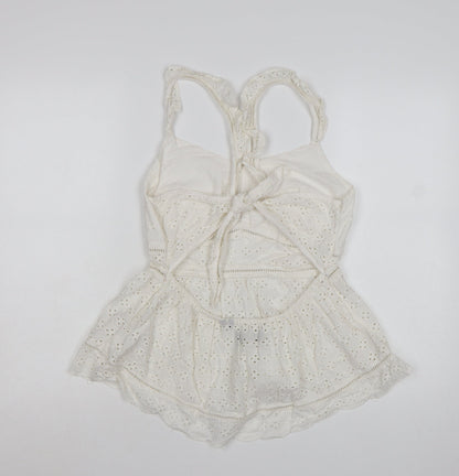 Superdry Women's White Cotton Lace Camisole Top Size 14