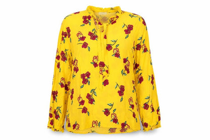 Papaya Women's Yellow Floral Tunic Blouse Size 14 Long Sleeve Viscose