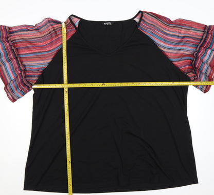 Bloomchic Women’s Black Plus Size 30 Flutter Sleeve Tunic Blouse