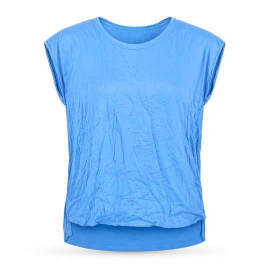 Front view of YAYA Women Blue, size 12, Basic Scoop Neck Sleeveless T-Shirt