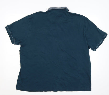 Next Men's Blue 3XL Short Sleeve Cotton Polo Shirt