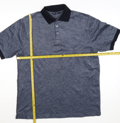 Marks and Spencer Blue Harbour Men's Blue Cotton Polo Shirt Medium