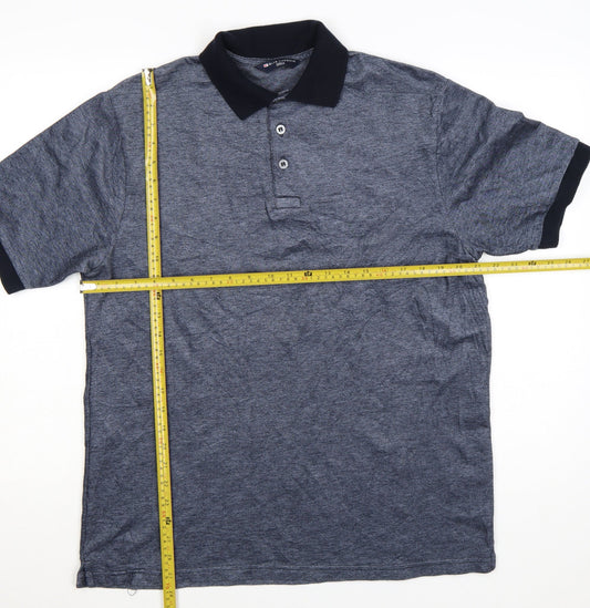 Marks and Spencer Blue Harbour Men's Blue Cotton Polo Shirt Medium