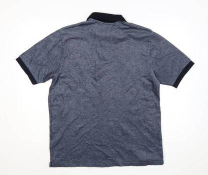 Marks and Spencer Blue Harbour Men's Blue Cotton Polo Shirt Medium