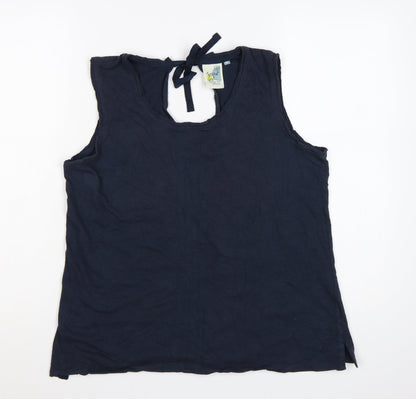 Weird Fish Women's Blue Cotton Sleeveless Tie Back Tank Top Size 16