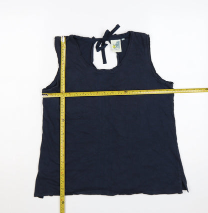 Weird Fish Women's Blue Cotton Sleeveless Tie Back Tank Top Size 16