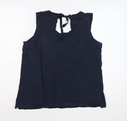 Weird Fish Women's Blue Cotton Sleeveless Tie Back Tank Top Size 16