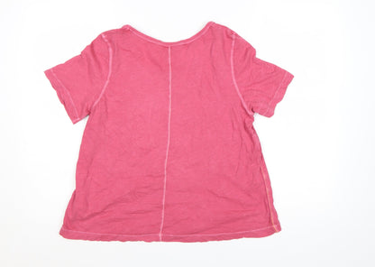 White Stuff Women's Pink Cotton Short Sleeve T-Shirt Size 12