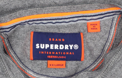 Superdry Men’s Grey Henley Short Sleeve Cotton T-Shirt 2XL
