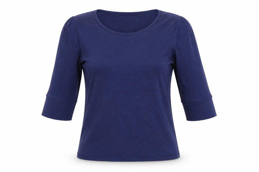 Whistles Women Blue Cotton 3/4 Sleeve Basic T-Shirt Size 14