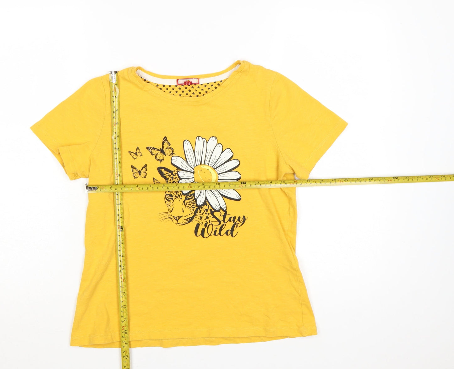 Joe Browns Women's Yellow Graphic T-Shirt Size 10 Short Sleeve Cotton