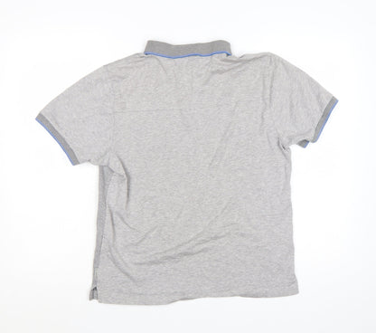 Ted Baker Men Grey Cotton Short Sleeve Polo Shirt Size L