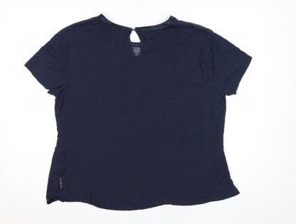 Ted Baker Women Blue Lace Detail Short Sleeve Viscose T-Shirt Size 18