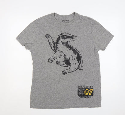 Harry Potter Hufflepuff Quidditch Grey Men's L Graphic T-Shirt