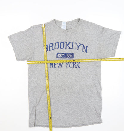 Delta Pro Weight Men's Grey Brooklyn New York Graphic T-Shirt Size M