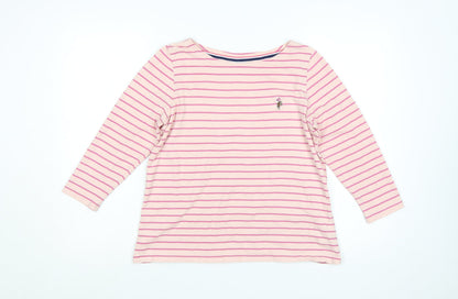 U.S. Polo Assn. Women's Pink Striped Boat Neck 3/4 Sleeve Cotton T-Shirt Size 10