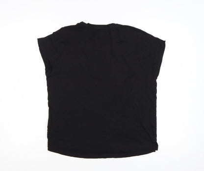 Puma Women Black T-Shirt Size 12 Short Sleeve Cotton Sports Top
