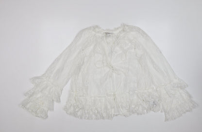 Marks and Spencer Womens Ivory Lace Ruffle Kimono Blouse Size 8