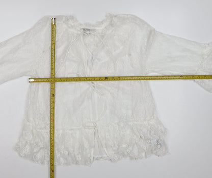 Marks and Spencer Womens Ivory Lace Ruffle Kimono Blouse Size 8