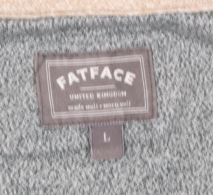 FatFace Men’s Grey & Green Long Sleeve Cotton T-Shirt Size L