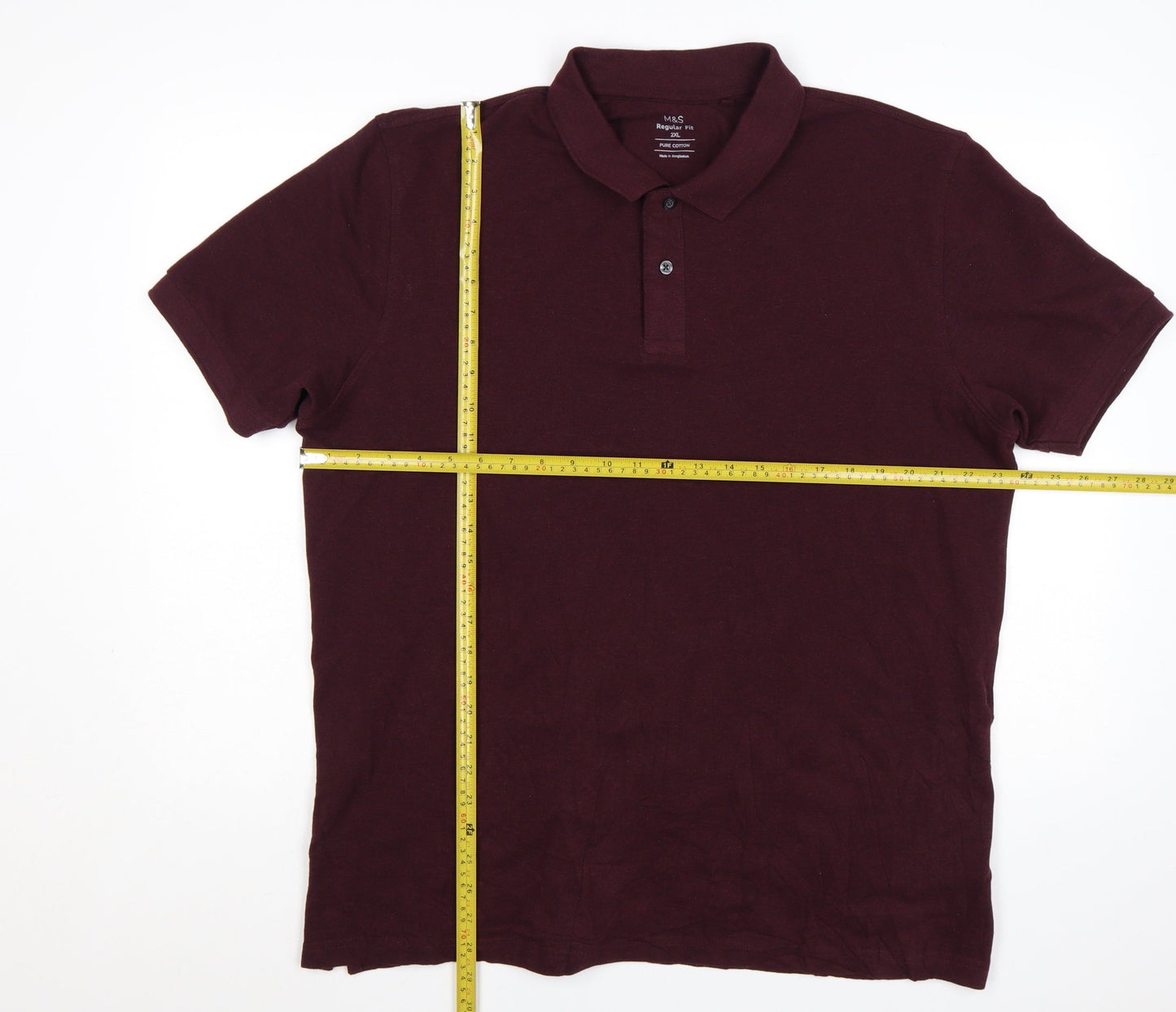 Marks and Spencer Men's Brown 2XL Cotton Short Sleeve Polo Shirt