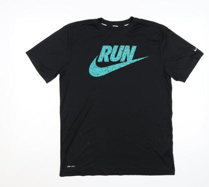 Nike Men's Black Dri-FIT RUN Graphic Short Sleeve T-Shirt Size M