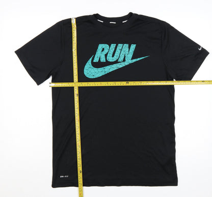 Nike Men's Black Dri-FIT RUN Graphic Short Sleeve T-Shirt Size M