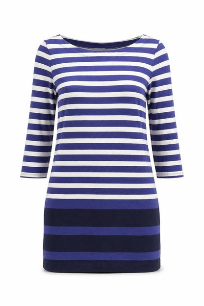 Banana Republic Womens Blue Striped Shift Dress XS 3/4 Sleeve Cotton