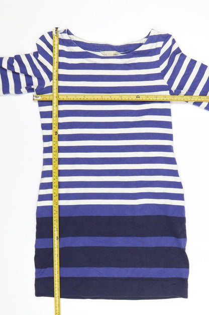 Banana Republic Womens Blue Striped Shift Dress XS 3/4 Sleeve Cotton