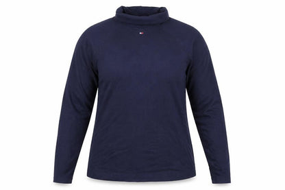 Tommy Jeans Women's Blue Roll Neck Long Sleeve Cotton Top Size L