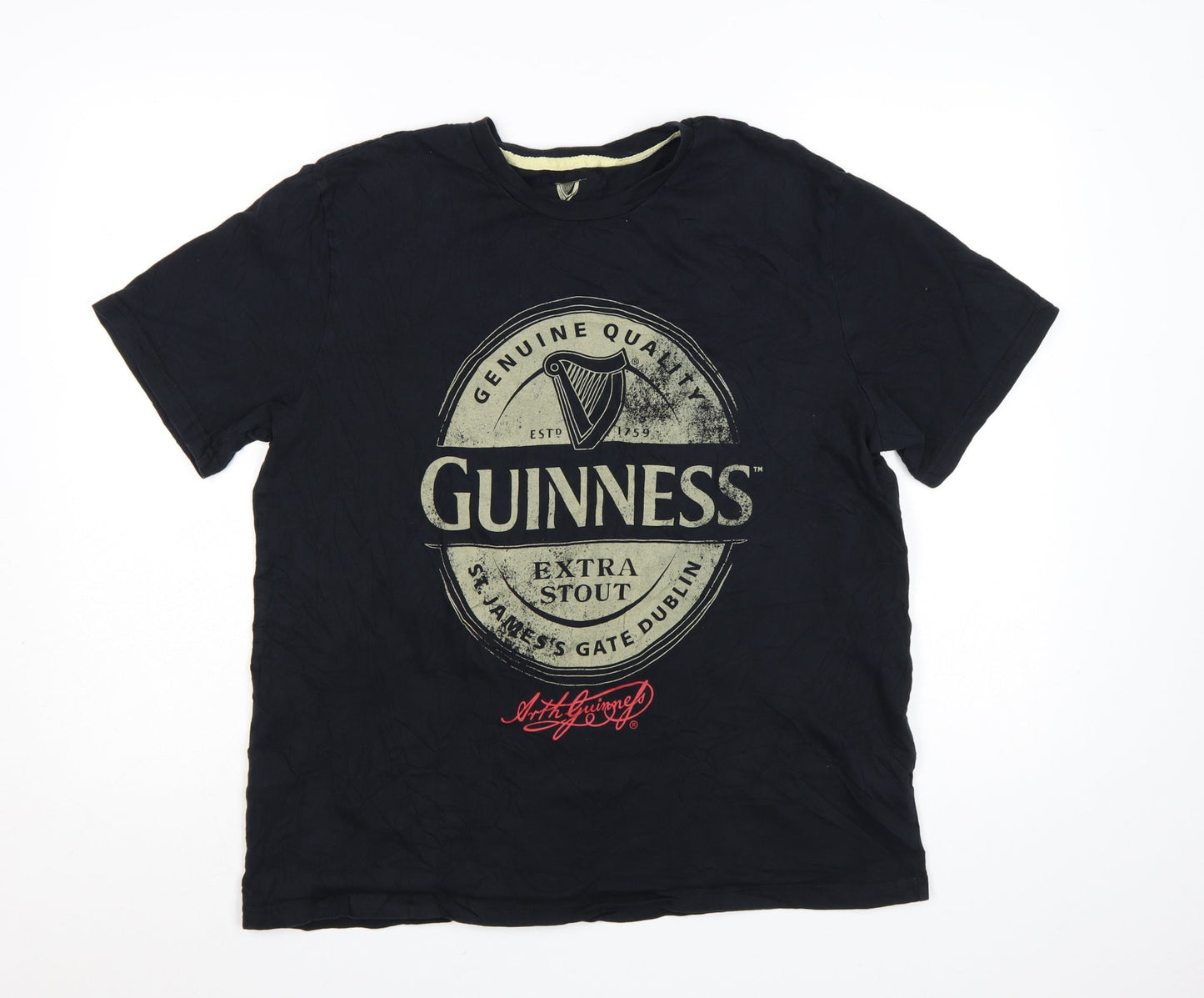 George Men’s Black Guinness Graphic Crew Neck T-Shirt Size L