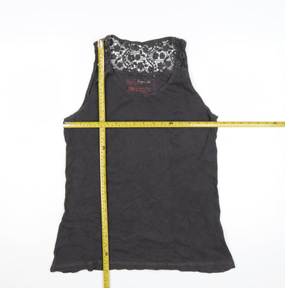 Fat Face Womens Black Lace Trim Cotton Tank Top Size 18